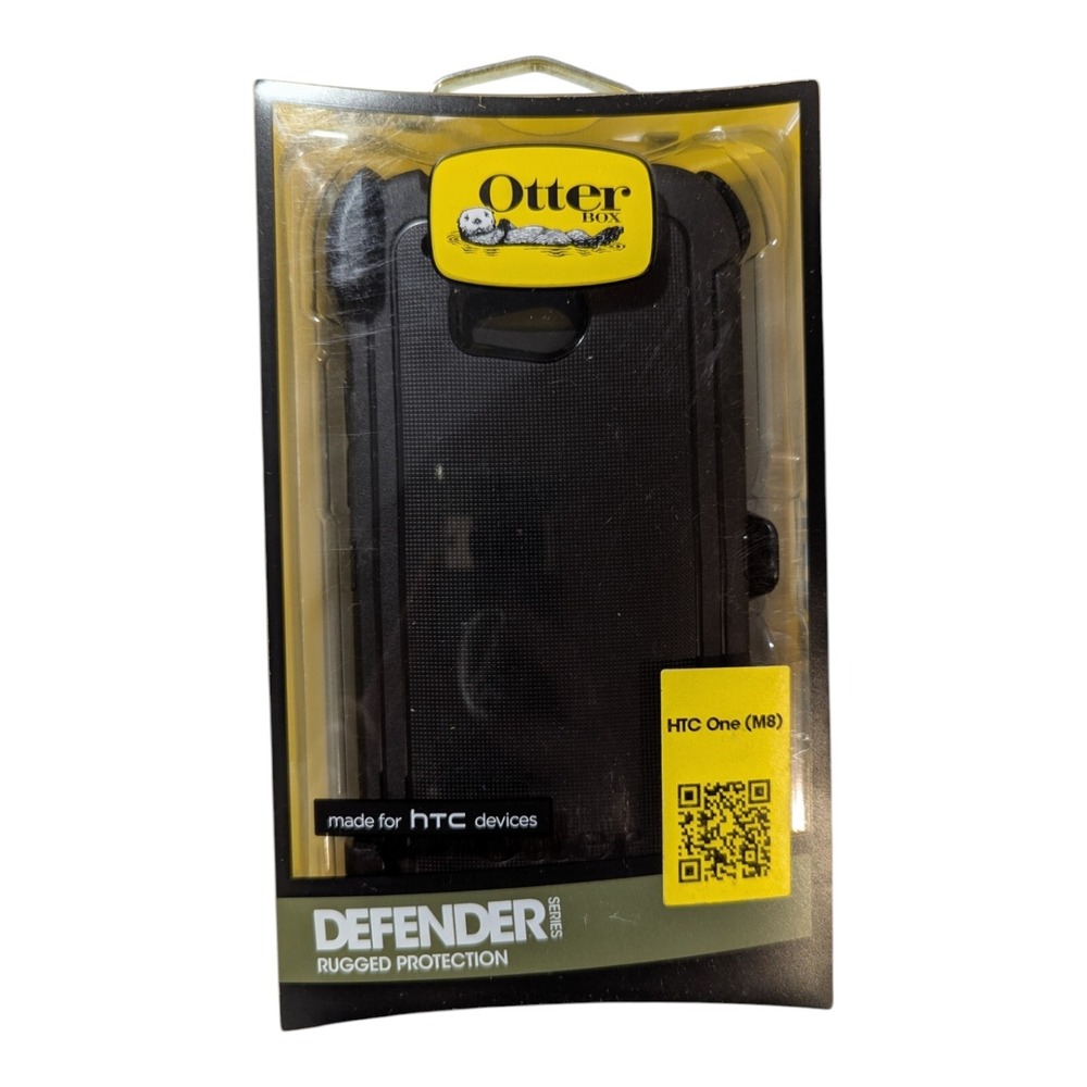Y1. OtterBox Defender Series Case for HTC One (M8) - Black With Screen Protector
